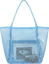 Buy 1, Get 1 FREE – Extra Large Clear Mesh Beach Tote with 8 Pockets – ClearWave