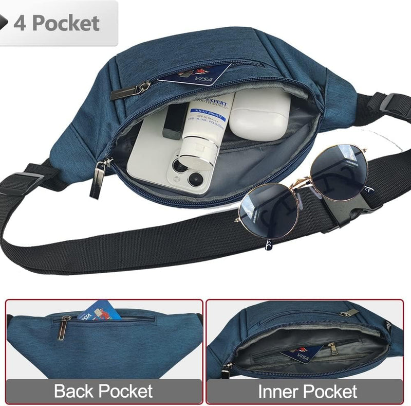 Multi-Pocket Fanny Pack with Adjustable Strap for Travel and Outdoor Use – 1+1 FREE