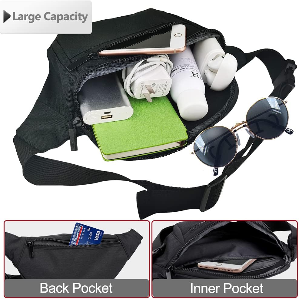 Multi-Pocket Fanny Pack with Adjustable Strap for Travel and Outdoor Use – 1+1 FREE