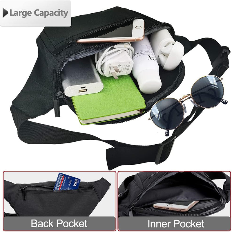 Multi-Pocket Fanny Pack with Adjustable Strap for Travel and Outdoor Use – 1+1 FREE