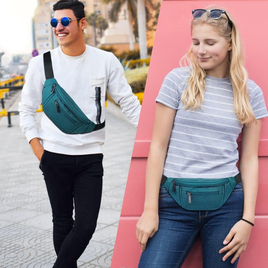 Multi-Pocket Fanny Pack with Adjustable Strap for Travel and Outdoor Use – 1+1 FREE