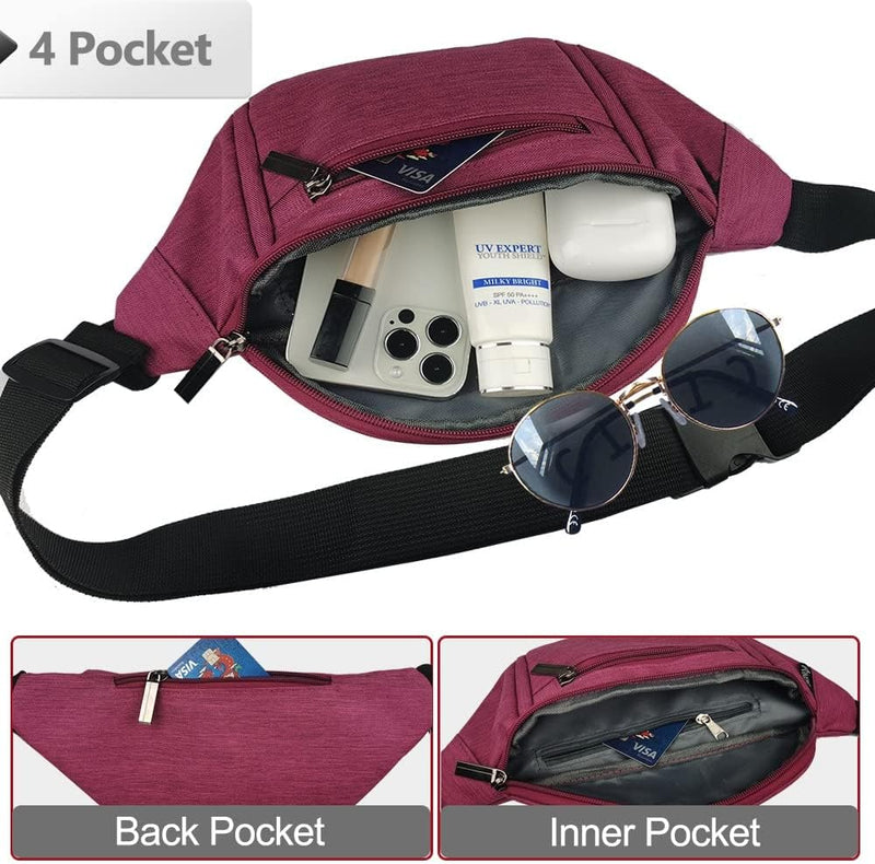 Multi-Pocket Fanny Pack with Adjustable Strap for Travel and Outdoor Use – 1+1 FREE