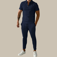 Fashionable 2-Piece Men's Set | Nova Polo and Trousers-Blue-S-State of Style