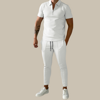 Fashionable 2-Piece Men's Set | Nova Polo and Trousers-White-S-State of Style