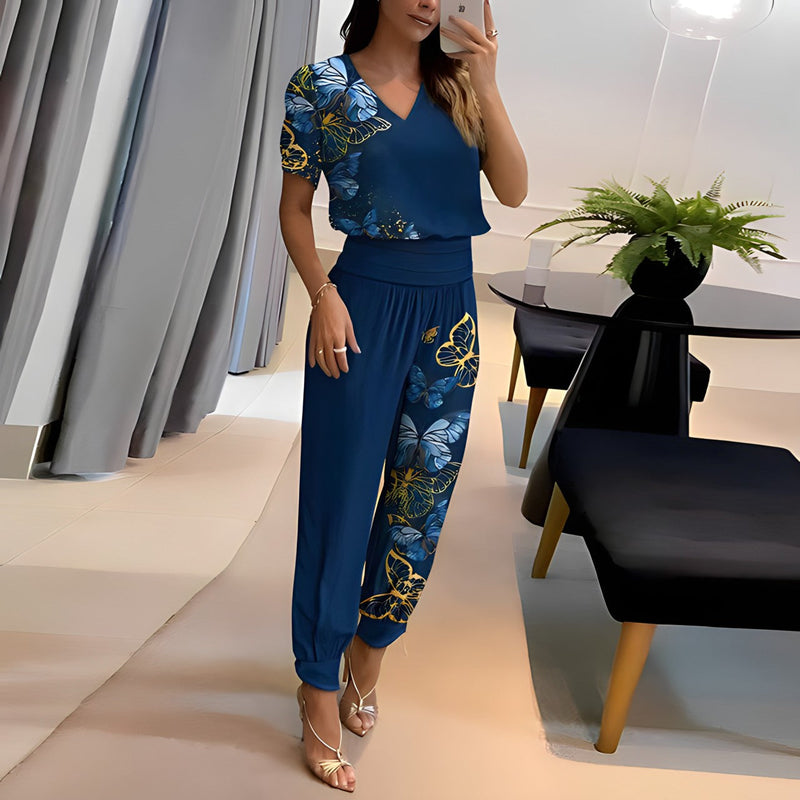 Fashionable blouse set with trousers – Comfort & Style combined – Fabienne-Blue-S-State of Style
