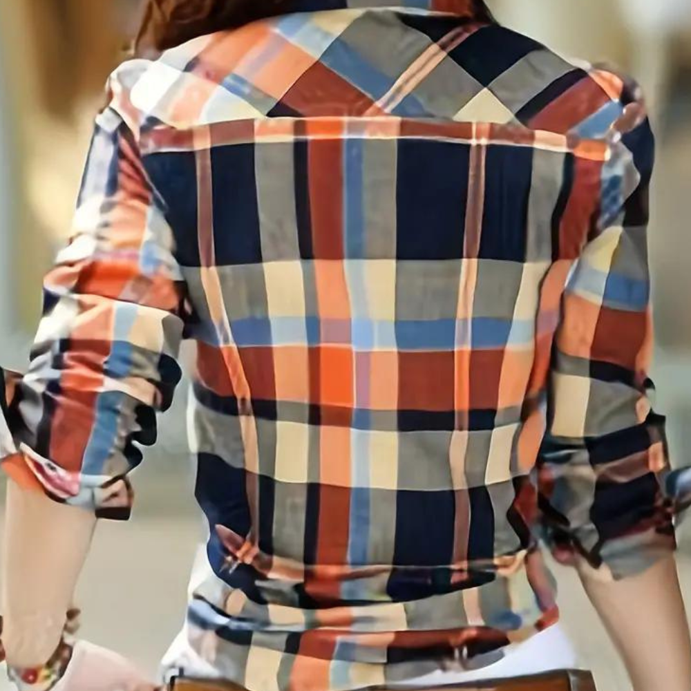 Fashionable Blouse with Check Pattern - Sienna-Green-XS-State of Style