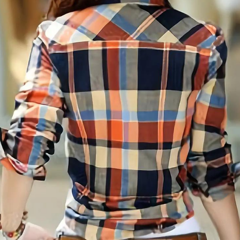 Fashionable Blouse with Check Pattern - Sienna-Green-XS-State of Style