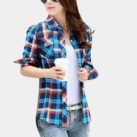 Fashionable Blouse with Check Pattern - Sienna-Green-XS-State of Style