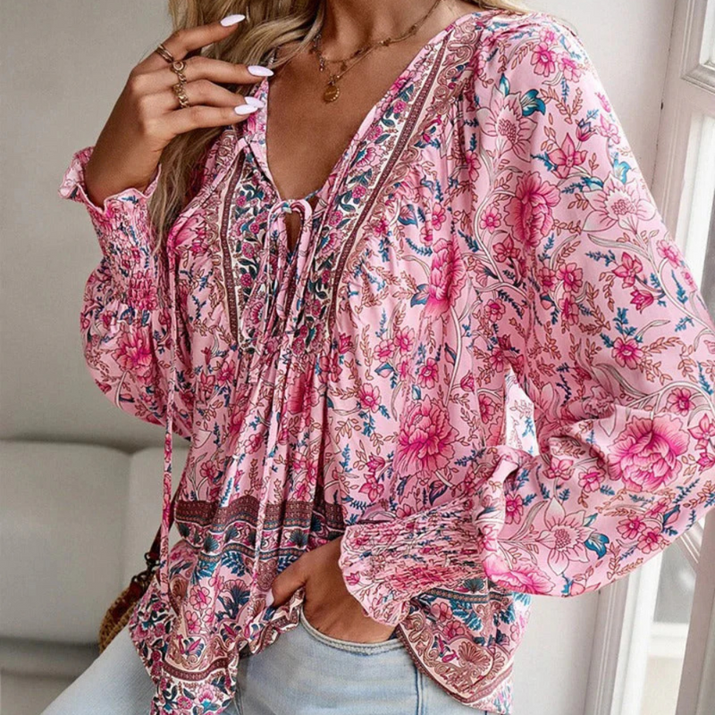 Fashionable Blouse with Floral Print for Women - Valerie-XS-State of Style