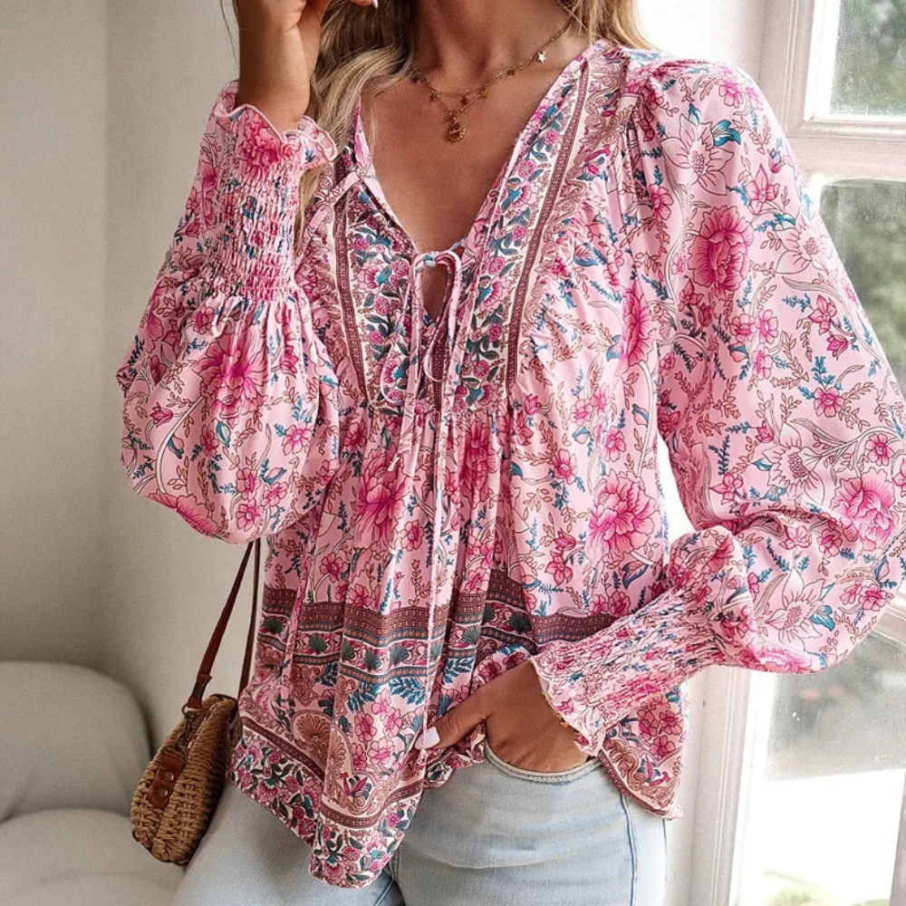 Fashionable Blouse with Floral Print for Women - Valerie-XS-State of Style