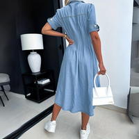 Fashionable Denim Dress with Short Sleeves - DenimCharm-S-State of Style