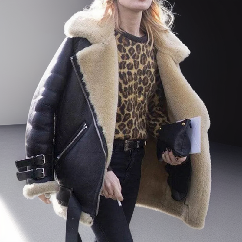 Fashionable Jacket with Leather Clasps for Women - Juliette-Black-S-State of Style