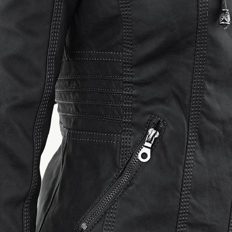 Fashionable Leather Jacket - Zara-Khaki-S-State of Style