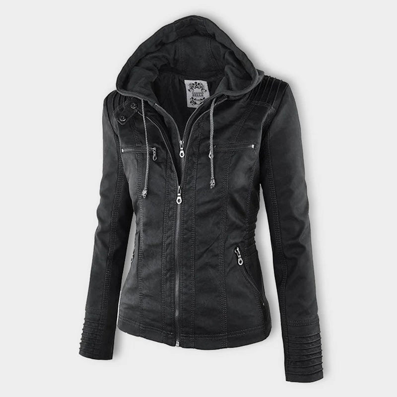 Fashionable Leather Jacket - Zara-Khaki-S-State of Style