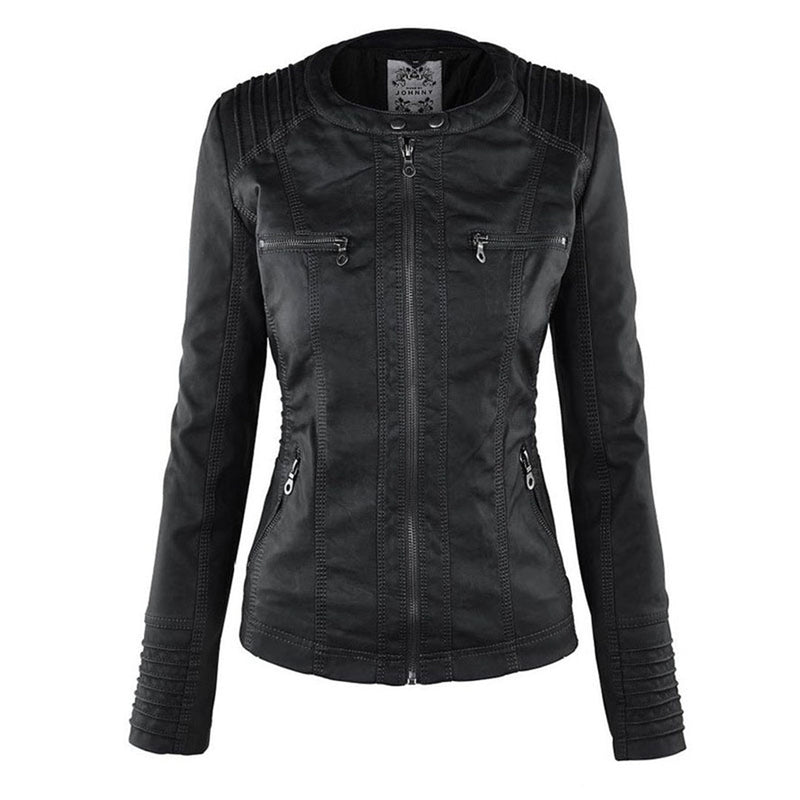 Fashionable Leather Jacket - Zara-Khaki-S-State of Style