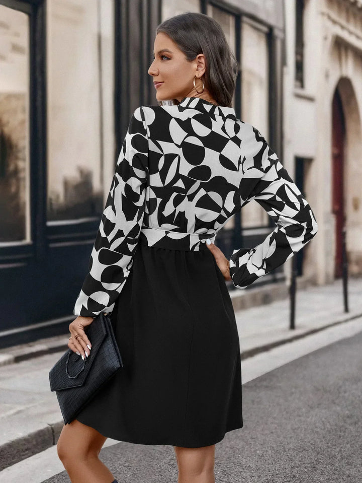 Fashionable Long Sleeve Dress – Lina-White-S-State of Style
