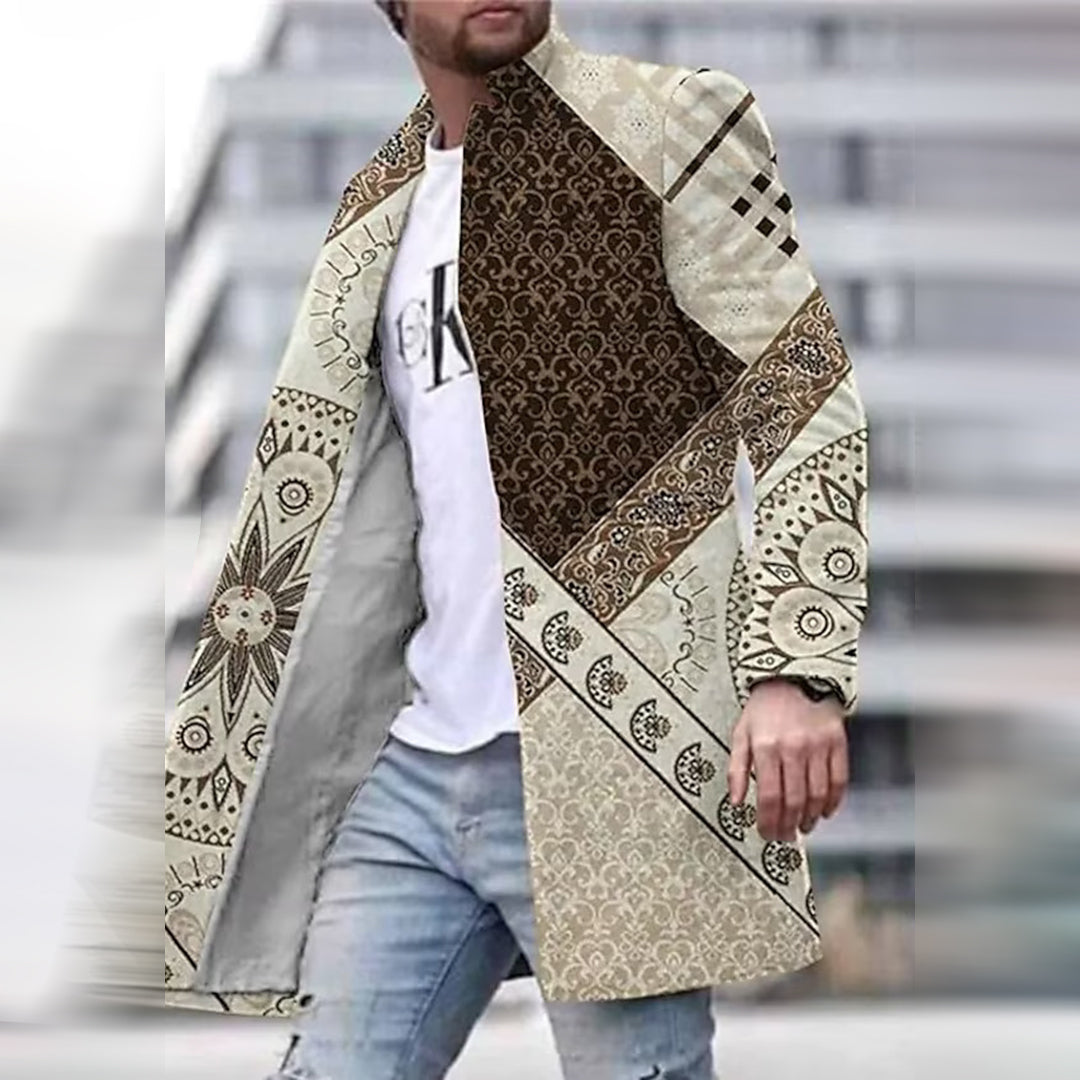Fashionable Men's Coat with Unique Pattern - Laurent-Brown-S-State of Style
