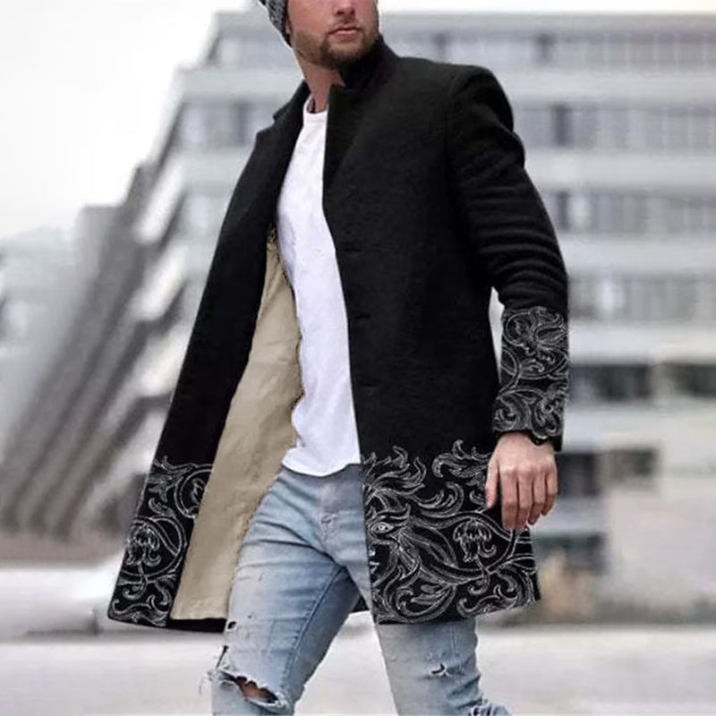 Fashionable Men's Coat with Unique Pattern - Laurent-Grey-S-State of Style