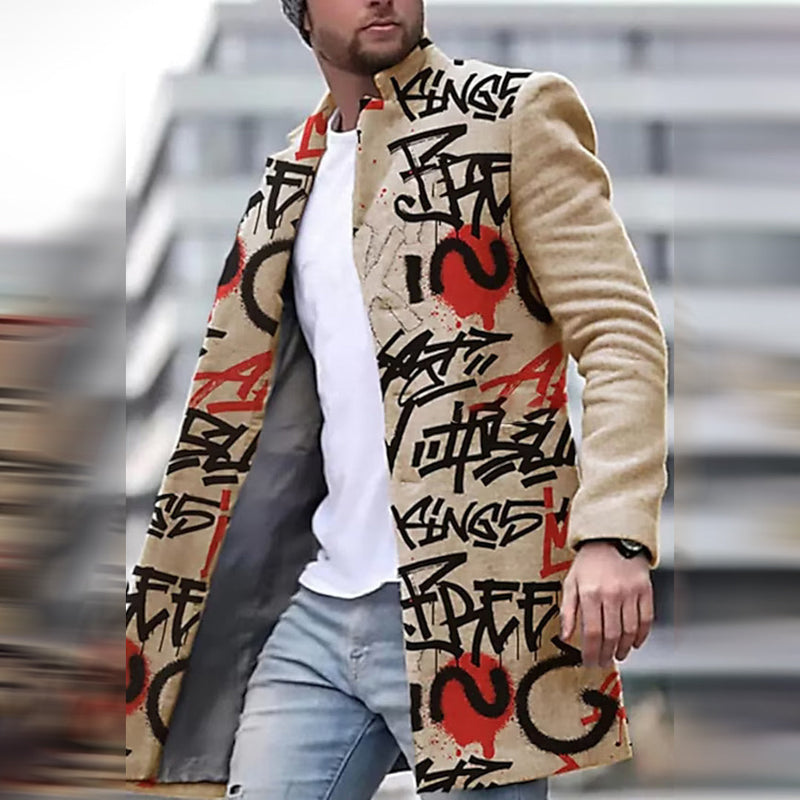 Fashionable Men's Coat with Unique Pattern - Laurent-Red-S-State of Style