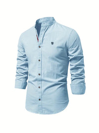 Fashionable men's shirt for spring - Leon-Light Blue-XS-State of Style
