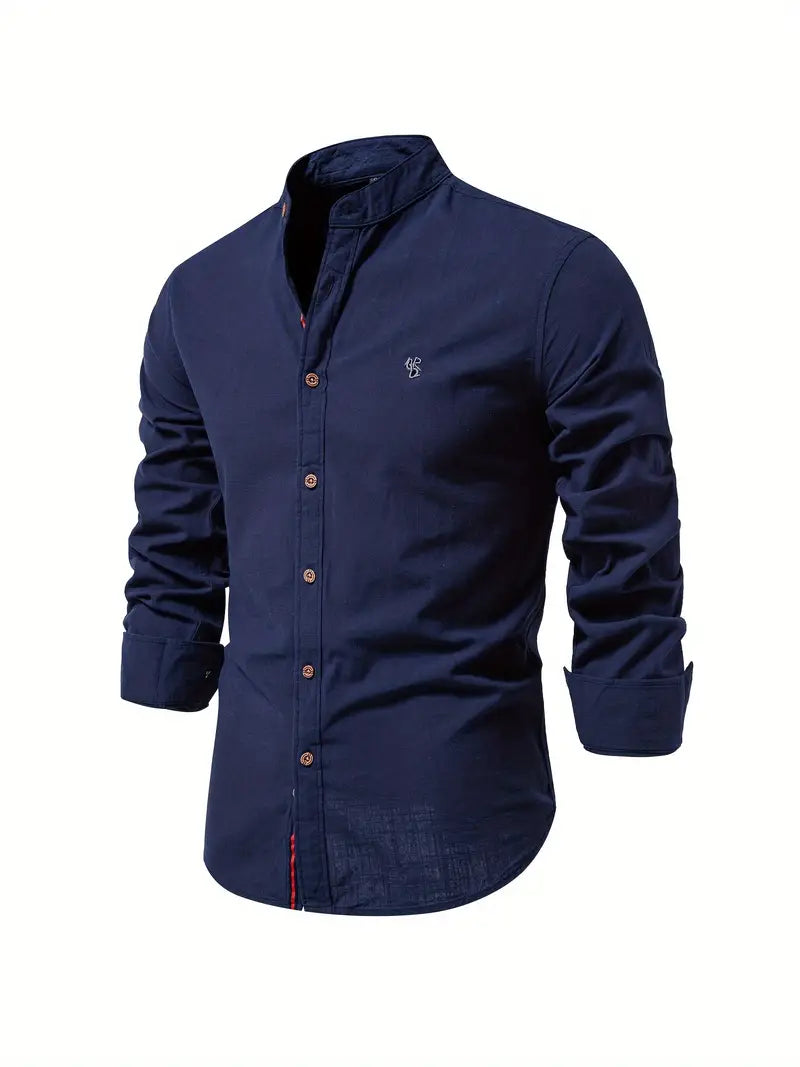 Fashionable men's shirt for spring - Leon-Marine Blue-XS-State of Style