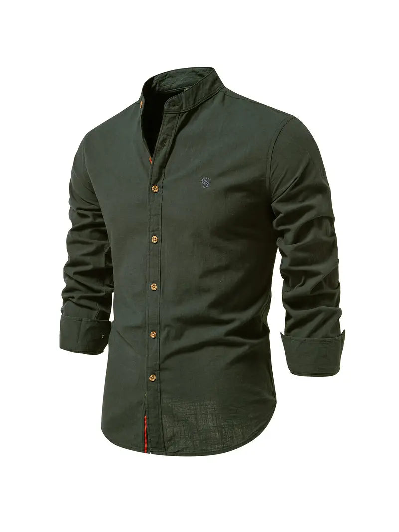 Fashionable men's shirt for spring - Leon-Olive Green-XS-State of Style