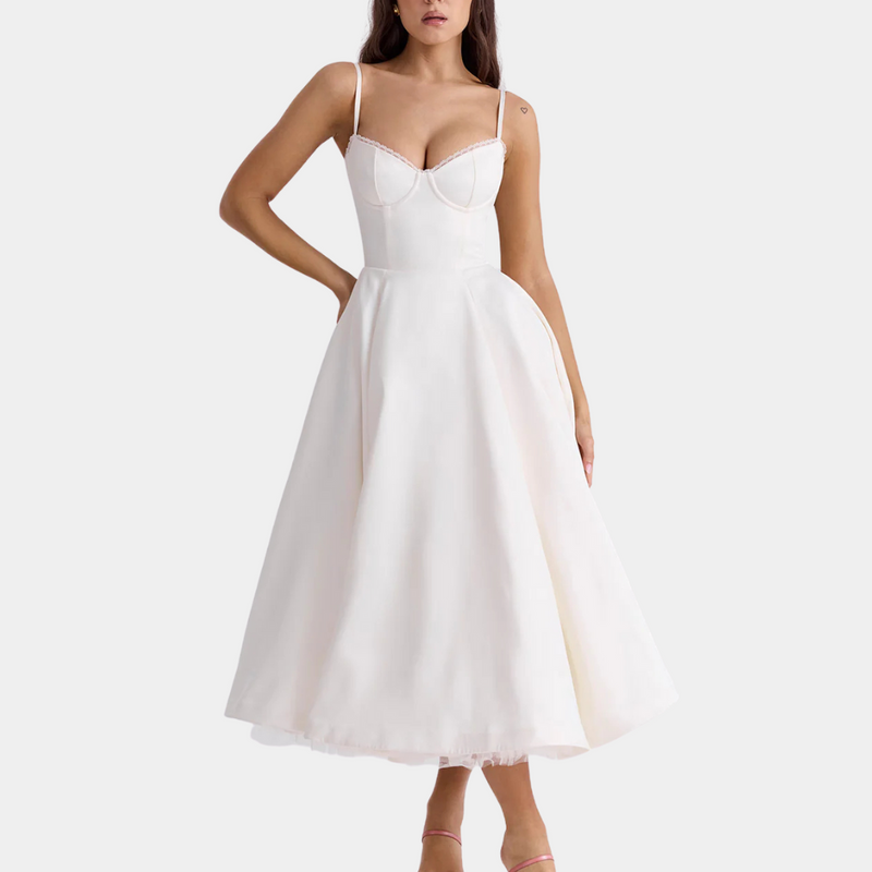 Fashionable Midi Dress - Elena-White-2XS-State of Style