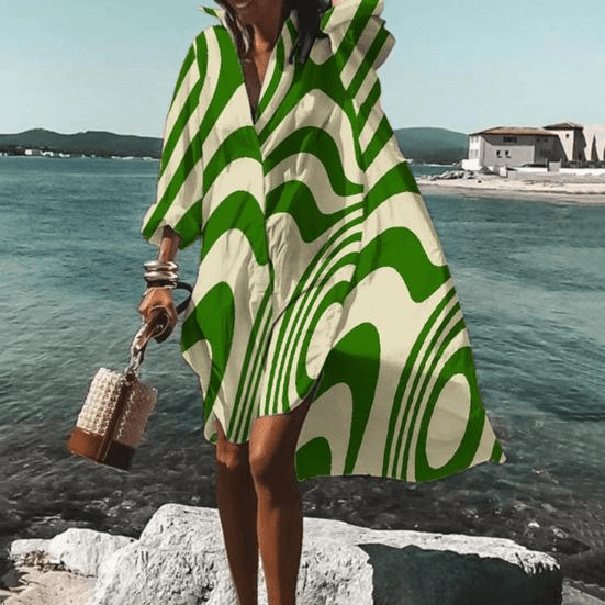 Fashionable Print Midi Dress with Unique Pattern - Mia Belle-Green-S-50% OFF!-State of Style