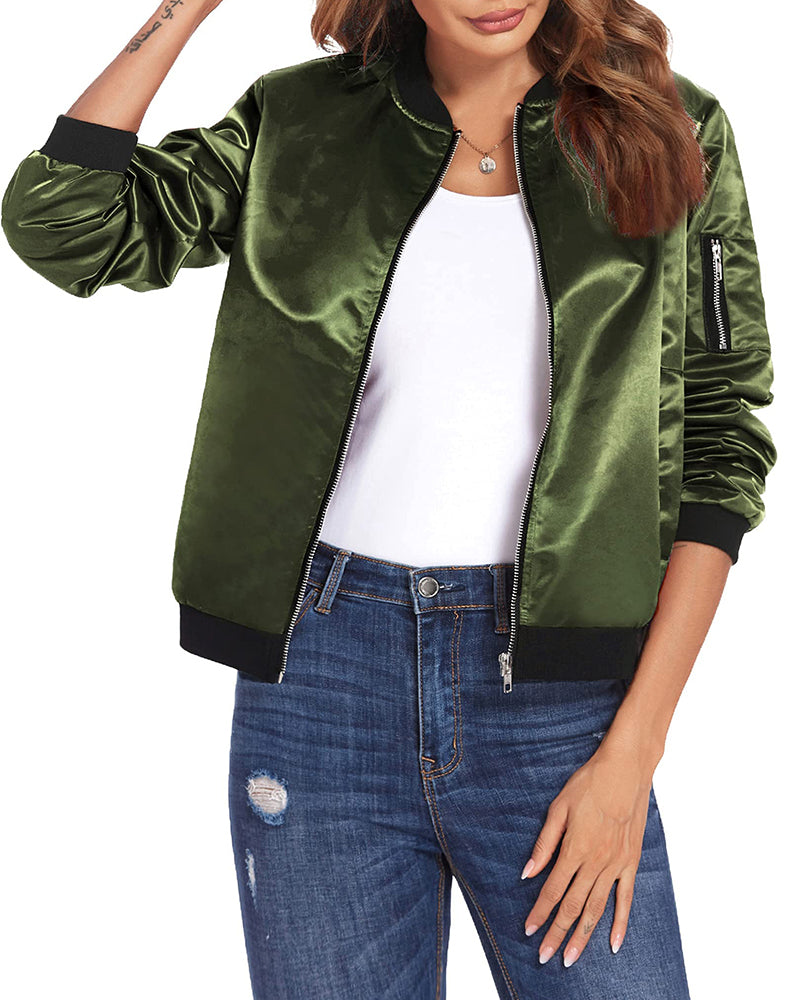 Fashionable Streetwear Bomber Jacket - Daniela-Army Green-M-State of Style