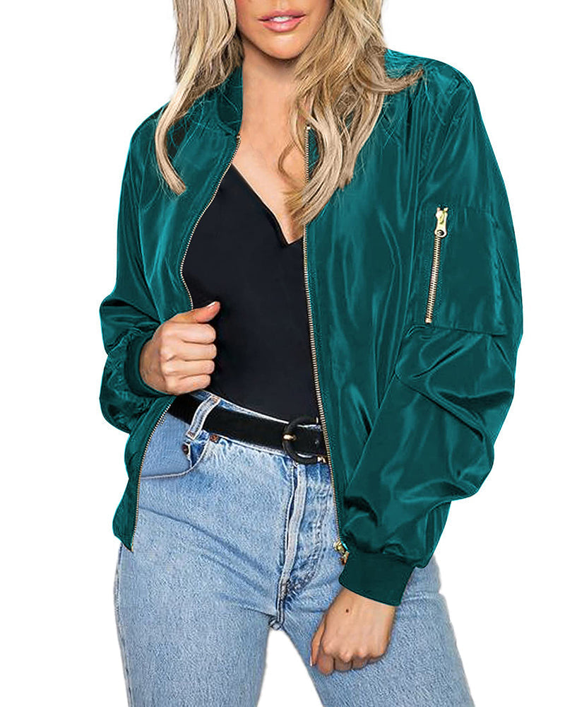 Fashionable Streetwear Bomber Jacket - Daniela-Blue Green-M-State of Style