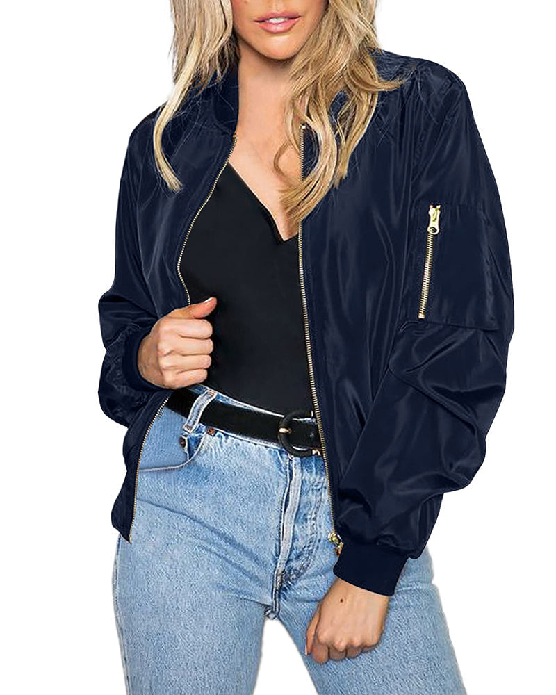 Fashionable Streetwear Bomber Jacket - Daniela-Navy-M-State of Style