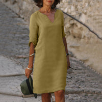 Fashionable Summer Dress - Sofia-Khaki-S-State of Style