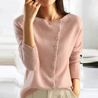 Fashionable Sweater with Stylish Button Closure - Elisa-Light Pink-S-State of Style
