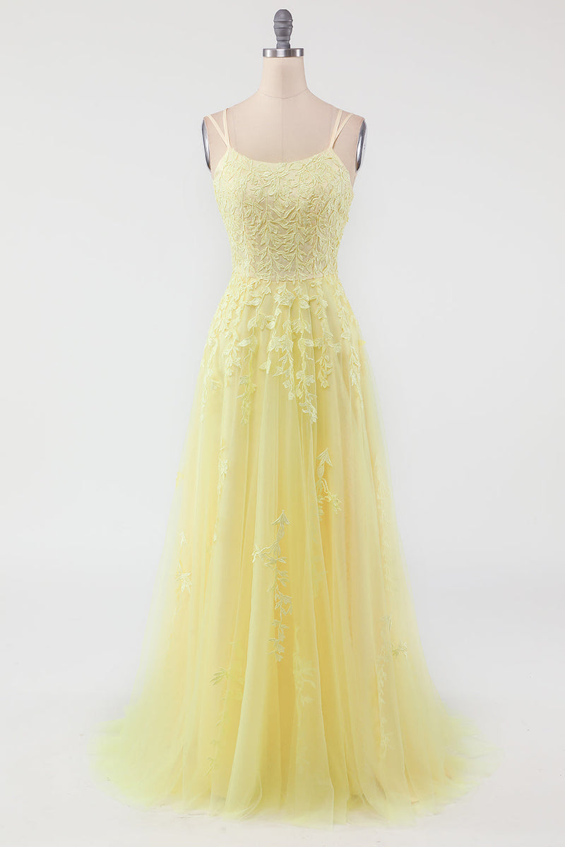 Fashionable Tulle Evening Dress with Embellishments - Victoria-Yellow-AU 4-State of Style