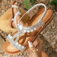 Fashionable women's sandals with rhinestones and glitter – summer shoes for parties and leisure.-Silver-3.5-State of Style
