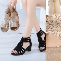 Fashionable women's wedge sandals with rhinestones and zip – Yara-Black-3-State of Style
