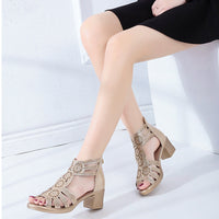 Fashionable women's wedge sandals with rhinestones and zip – Yara-Black-3-State of Style