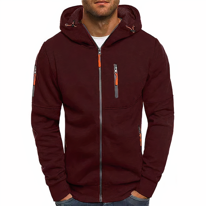 Fashionable zip-up hoodie - Markus-Bordeaux Red-S-State of Style