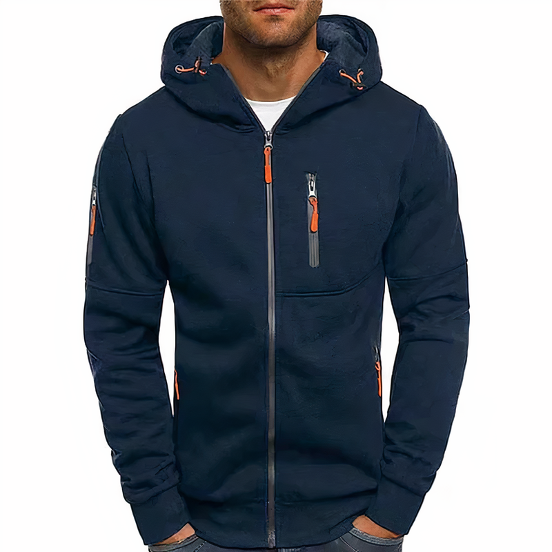 Fashionable zip-up hoodie - Markus-Marine Blue-S-State of Style