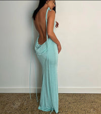 Fayen Maxi Dress with Low Back | Stunning Entrance and Exit-Light Blue-S-State of Style