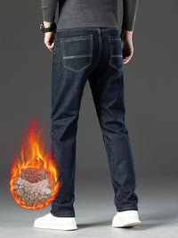Warm Men's Winter Jeans with Fleece Lining - Grayson