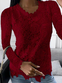 Feliza - Elegant Women's Blouse-Red-M-State of Style