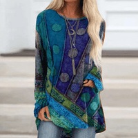 Feminine autumn sweater with vintage flair – Elisa-Blue-S-State of Style