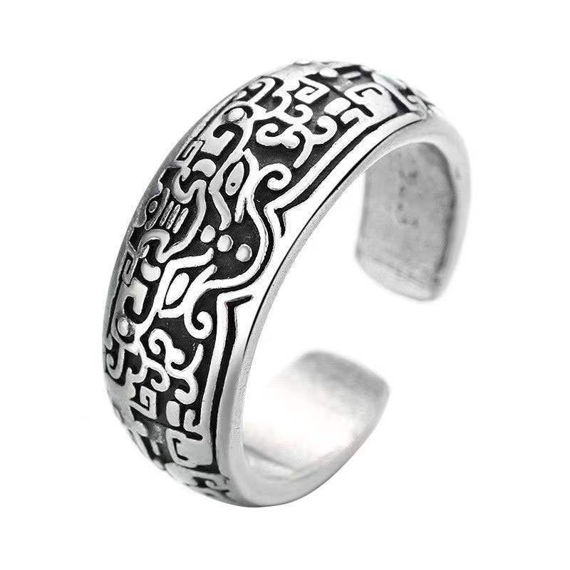 Feng Shui Ring | Symbol for Wealth, Luck, and Prosperity-Black Silber Open-State of Style