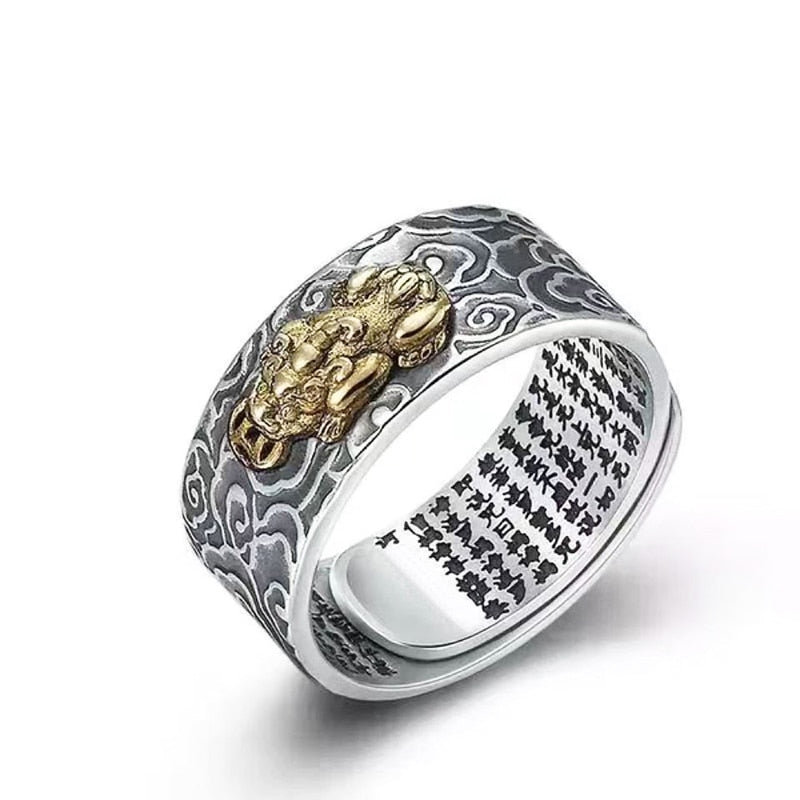 Feng Shui Ring | Symbol for Wealth, Luck, and Prosperity-Gold Dragon Black Adjustable-State of Style