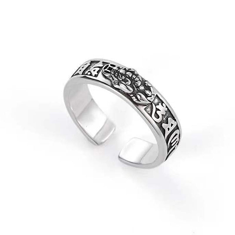 Feng Shui Ring | Symbol for Wealth, Luck, and Prosperity-Thin Silver Dragon Open-State of Style