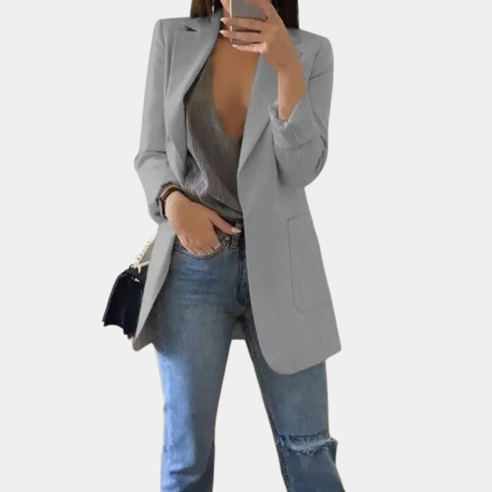 Fentii - Casual Long Blazer for Women-Grey-S-State of Style
