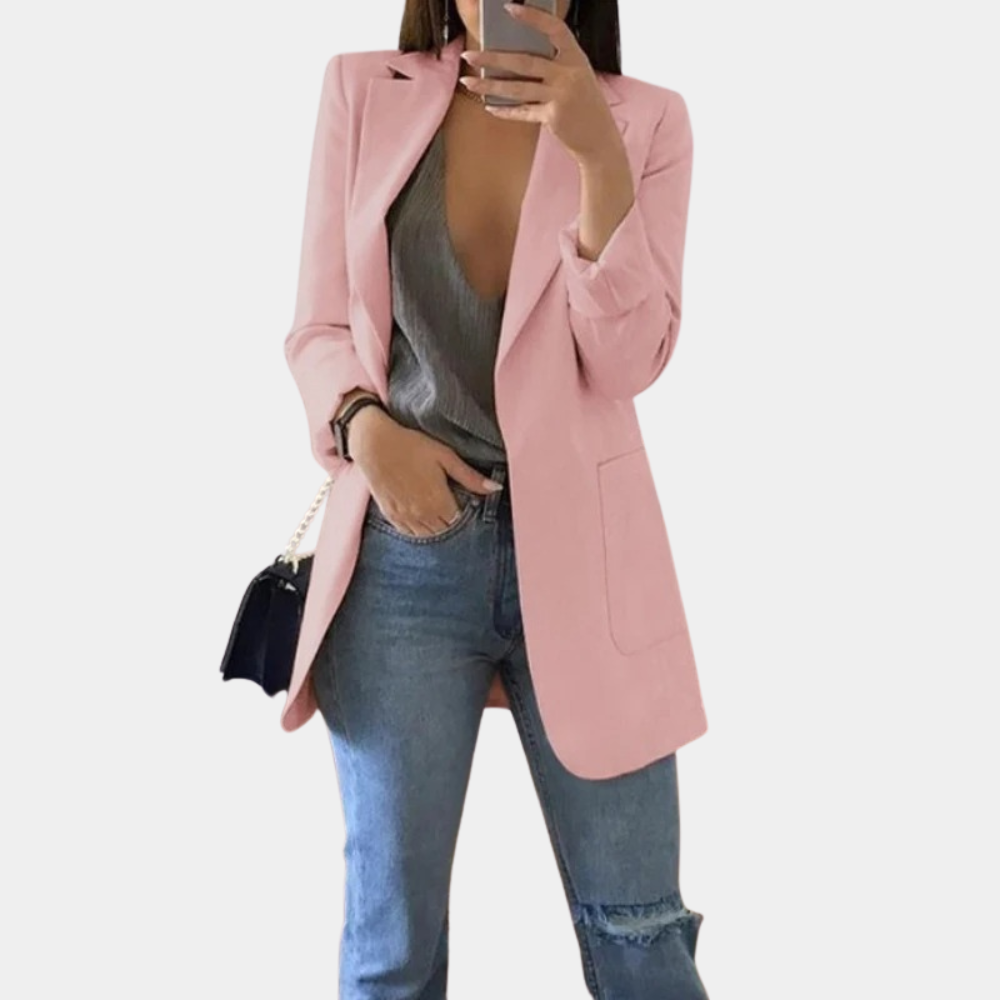 Fentii - Casual Long Blazer for Women-Pink-S-State of Style