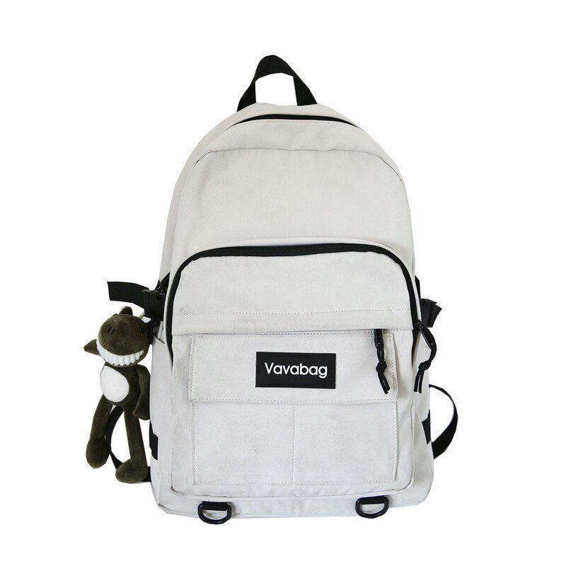 FessBag | Stylish & Functional Women's Backpack-White-With Frog Pendant-State of Style
