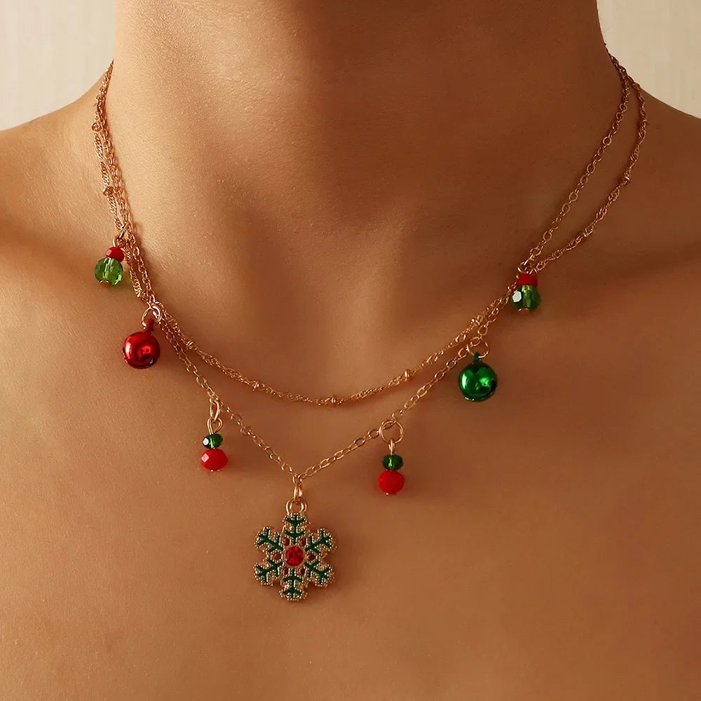 Festive Colourful Snowflake Necklace-State of Style